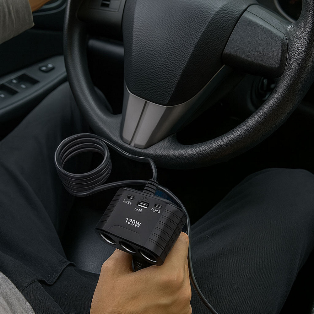 Автомобільний розгалужувач прикурювача (USB+2хType-C) 120W,CTC-604 SBR Київ - фото 8
