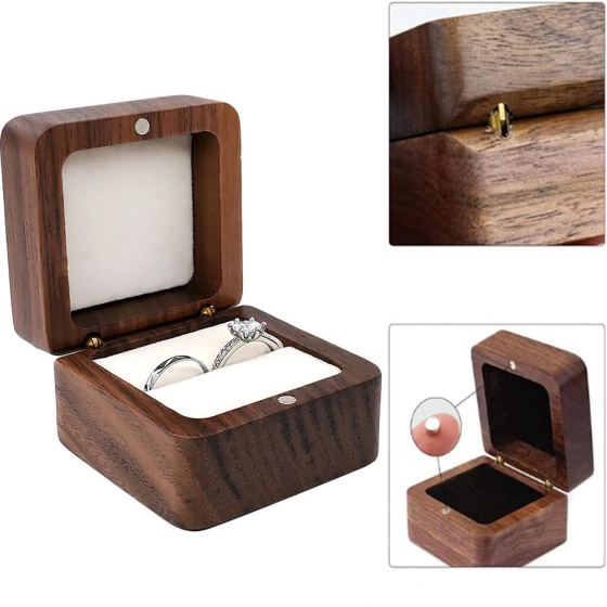 Коробочка для колец деревянная,коробка ювелирная свадебная, футляр обручальных колец для свадьбы или предложения руки и серца Каменец-Подольский