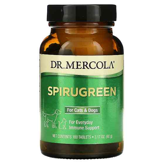 Иммунная защита животных, SpiruGreen, Dr. Mercola, для кошек и собак, 180 таблеток (90 г) Луцк