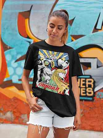 Футболка для мальчика аниме Гундам Винг Джапанесе Аниме оверсайз (рост от 165 до 180 ) Черний AnimeJ0160m Днепр