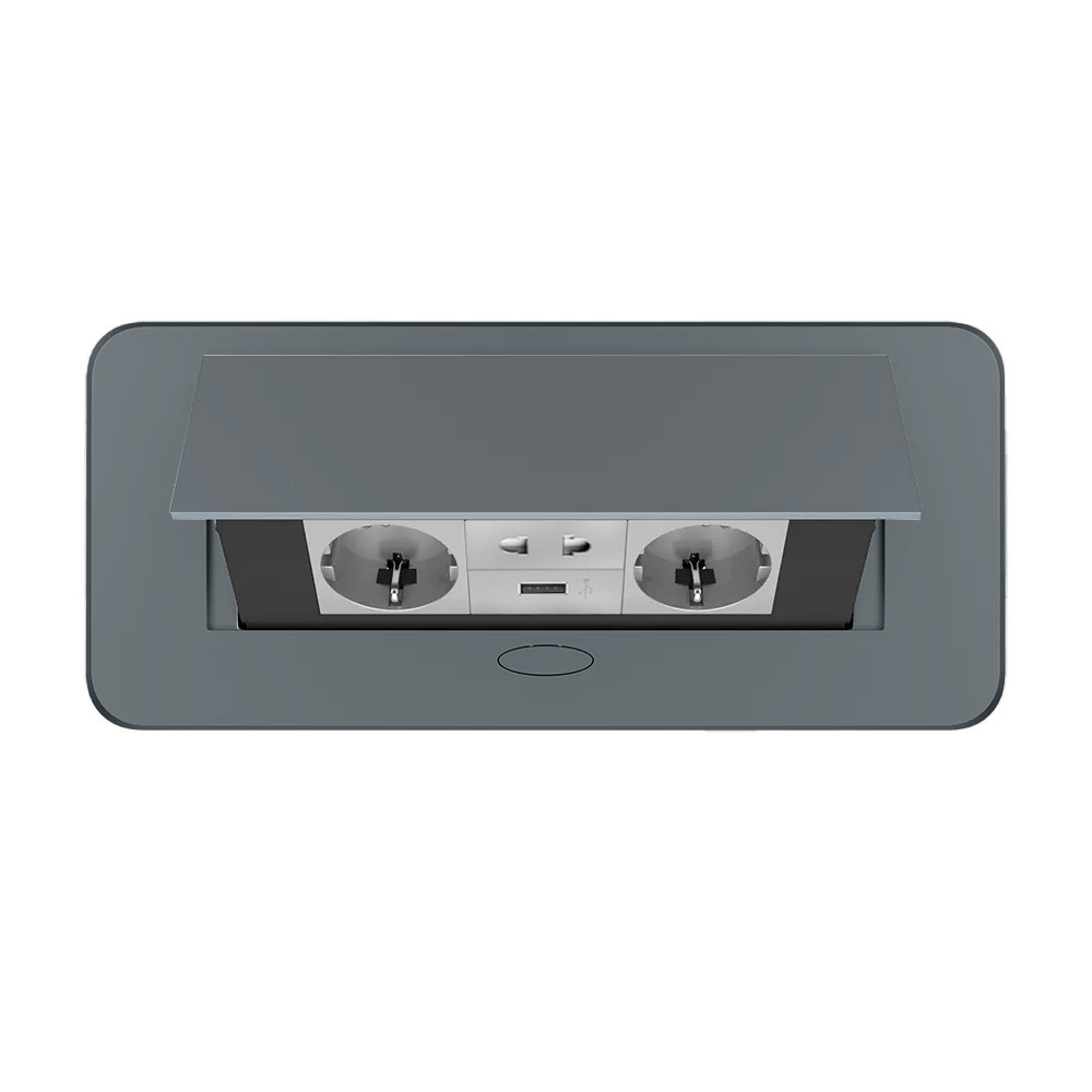 LIVOLO Меблева розетка потрійна LIVOLO сіра, вбудована у стільницю, з USB 10 Вт, універсальною Коломия - фото 7