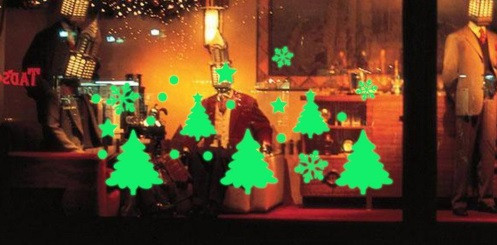 Новогодние наклейки на стекло Ёлочки 15 на 10 см салатовый Киев - изображение 1