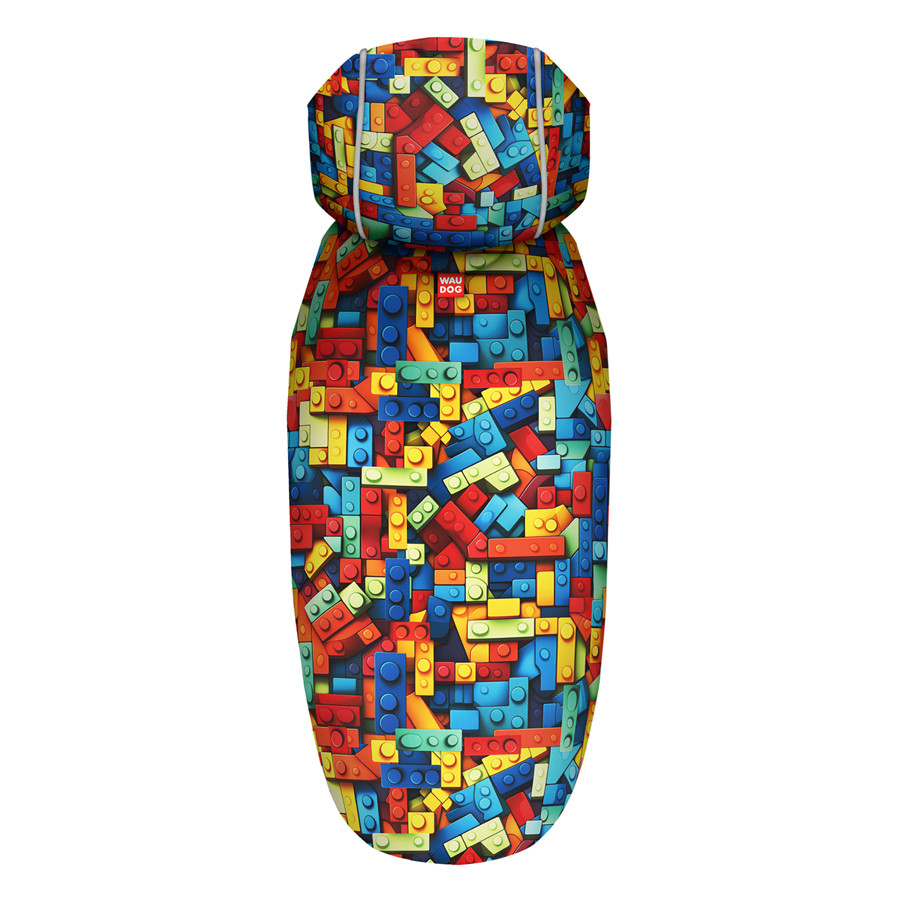 Дощовик-накидка з капюшоном для собак WAUDOG Clothes, малюнок "Блоки", M, А 40-43 см, B 52-62 с Коломыя - изображение 3