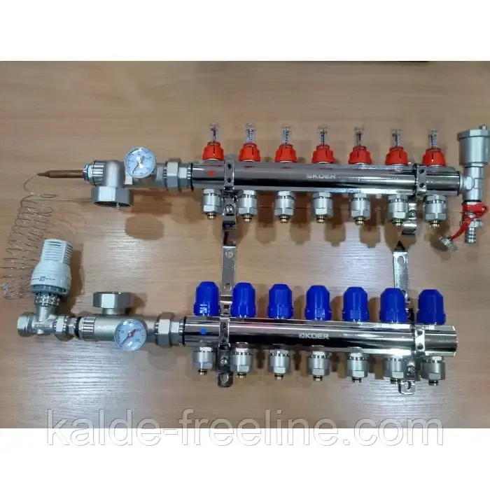 Колектор для теплої підлоги "Koer" в зборі без насоса на 7 контурів Харків - фото 1