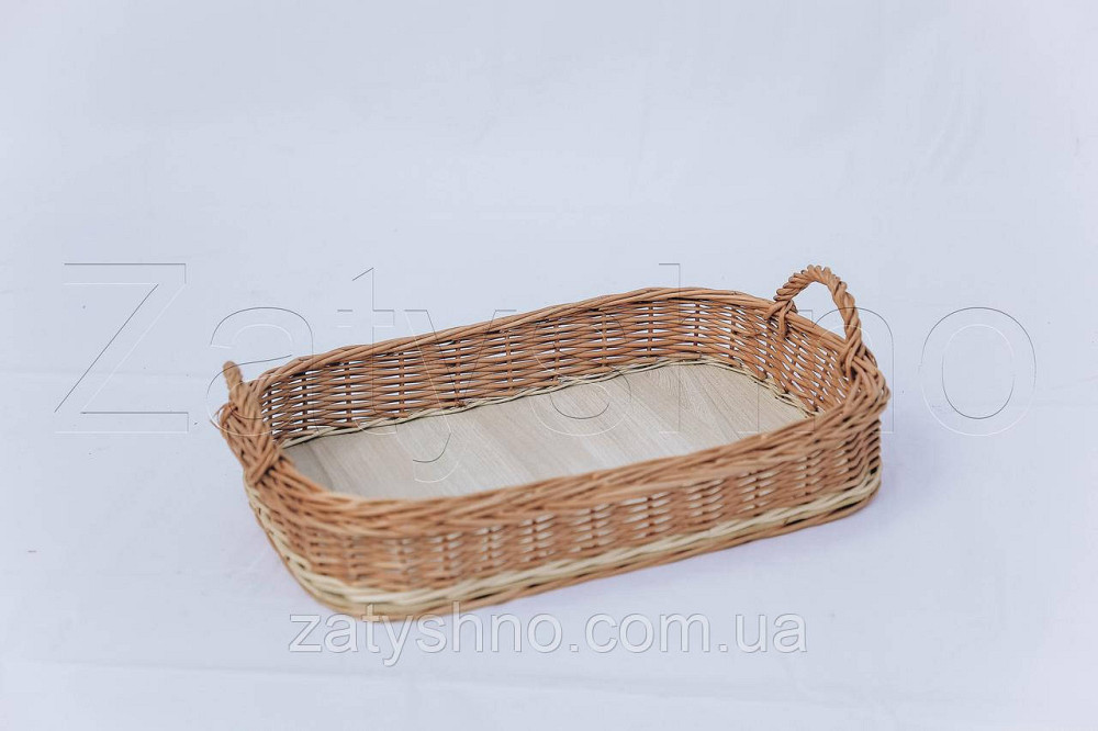 Піднос прямокутний плетений | таця з лози з ручками | таця плетена з лози для овочів Київ - фото 2