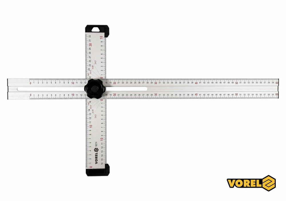 Кутник алюмінієвий регулювальний VOREL : 600 х 320 мм, з розмітками кутів 30-75° [6/12] Одеса - фото 1