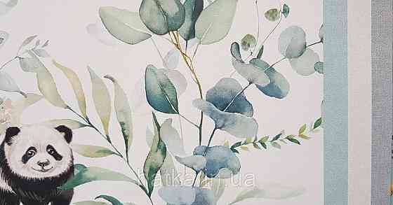 Шпалери флізелінові еко Rasch Kids World 0.53х10 дитячі ведмедики панда зелені листя гілки на білому Київ