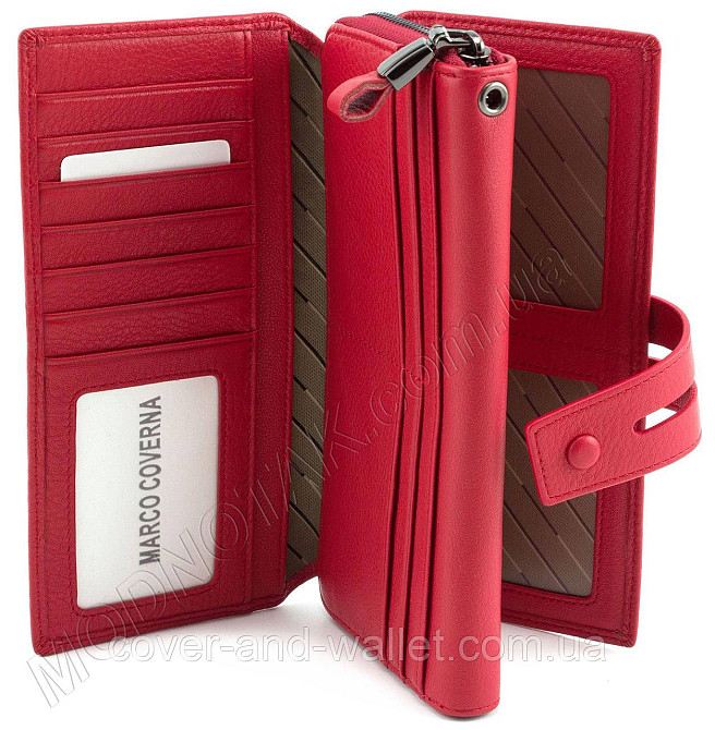 Стильный женский кошелек клатч из натуральной кожи красного цвета Marco Coverna 1393 Киев - изображение 7