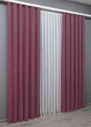 Комплект готовых штор VR-Textil Микровелюр Petek № 1517ш Темно-розовый 150х285 см 2 шт (33-0400) Киев