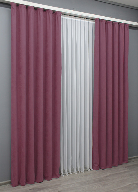 Комплект готовых штор VR-Textil Микровелюр Petek № 1517ш Темно-розовый 150х285 см 2 шт (33-0400) Киев - изображение 4