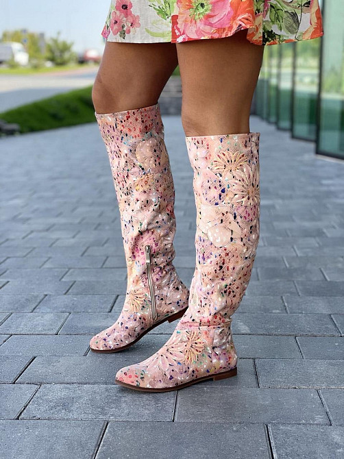 Nivelle Чоботи жіночі NIVELLE примула пудра натуральна шкіра висота 47см обхват 34-35см розмір Коломия - фото 8