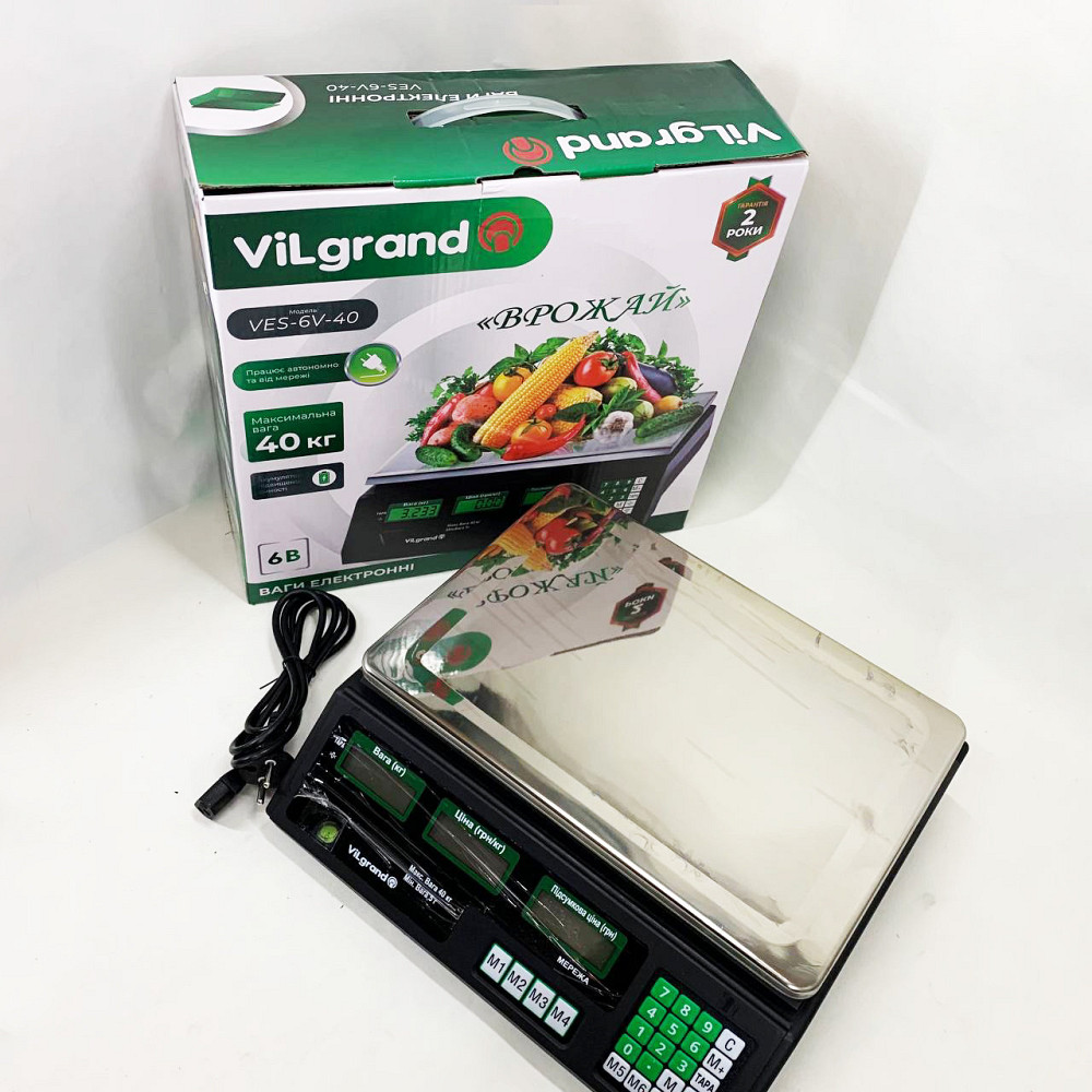Ваги торгові для ваги ViLgrand VES-6V-40 40 кг, Ваги для використання в магазині торговельні GV-60 Київ - фото 10