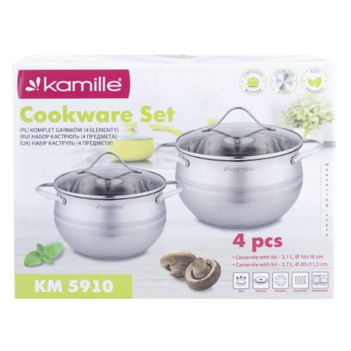 Набір каструль 4 предмети (каструлі 2,1/3,7л) нержавіюча сталь 5910 KAMILLE Житомир