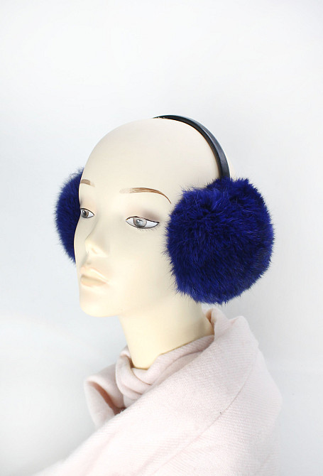 Наушники меховые детские из кролика Синий Харьков - изображение 1