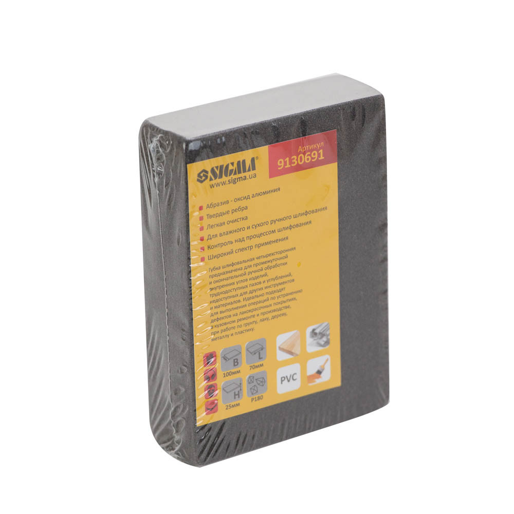 Sigma Губка шлифовальная четырехсторонняя 100×70×25мм P180 SIGMA (9130691) Киев - изображение 3