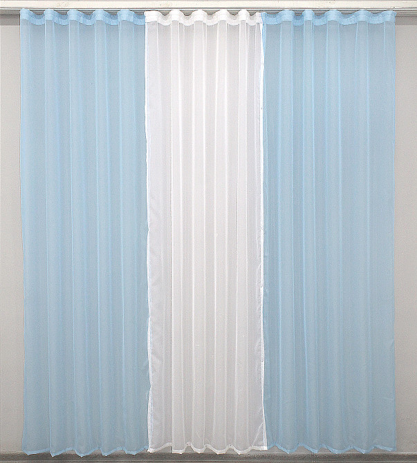 Комплект з шифону, декоративна гардина світло-блакитний з білим 002дк (н130-н101) Київ - фото 1