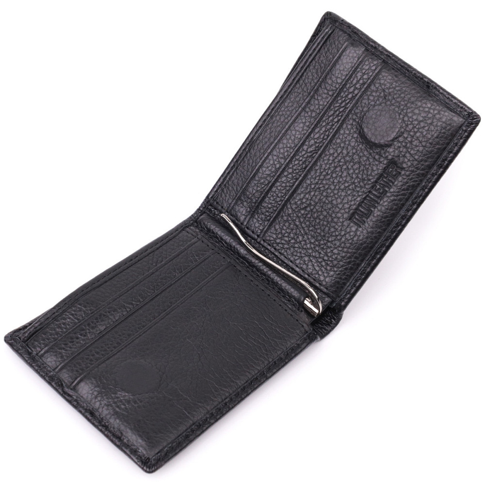 Шкіряний гаманець з металевим затискачем, чорний (ST Leather) Київ - фото 15