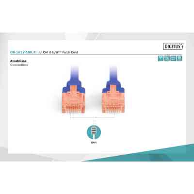 Патч-корд 10м, CAT 6 UTP, AWG 26/7, Cu, LSZH, blue Digitus (DK-1617-100/B) Вінниця