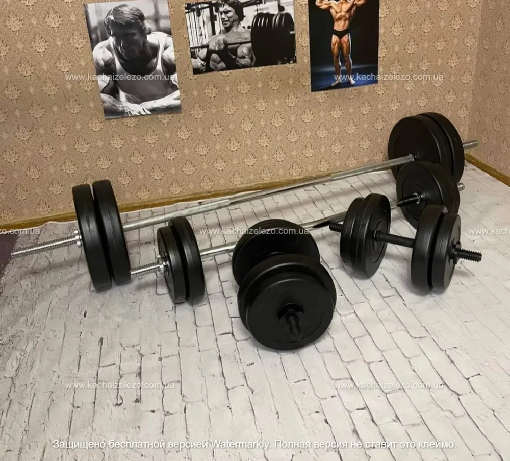 Скамья со штангой + 4 грифа + 75 кг блинов Гантели, гири, штанги и диски АВС пластик комплект Киев - изображение 7