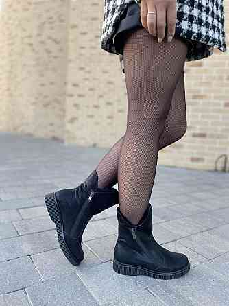 Vesna Жіночі черевики VESNA чорні натуральна шкіра-сатин висота 15,5см (2440) Коломыя