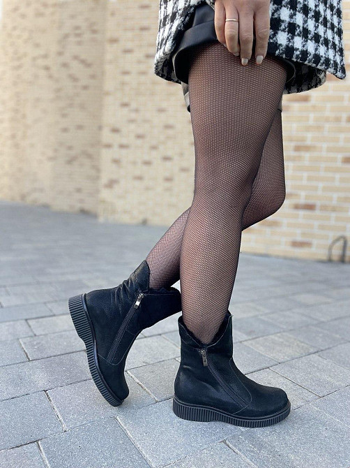 Vesna Жіночі черевики VESNA чорні натуральна шкіра-сатин висота 15,5см (2440) Коломыя - изображение 6