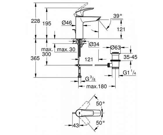 Змішувач для раковини GROHE EUROSMART NEW чорний матовий Київ
