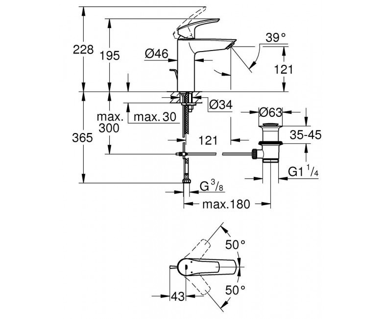 Смеситель для раковины GROHE EUROSMART NEW черный матовый Киев - изображение 4