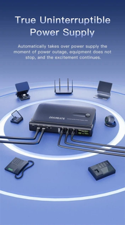 Повербанк для роутеров Doocreate DC1036L-36W (4x18650) 5V 9V 12V USB POE (15/24V) + LCD 12000мА Киев