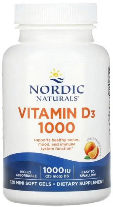 Вітамін D3 Nordic Naturals Vitamin D3 1000 МЕ 120 гел капс апельсин Київ - фото 1