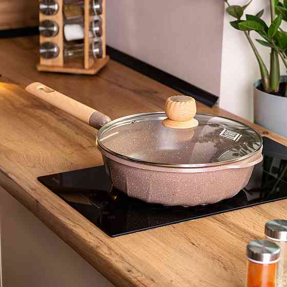 Алюмінієвий сотейник 4,3 л мармуровий з антипригарним покриттям Ø 28 см бежевий MGC HP-4-437CO Коломия