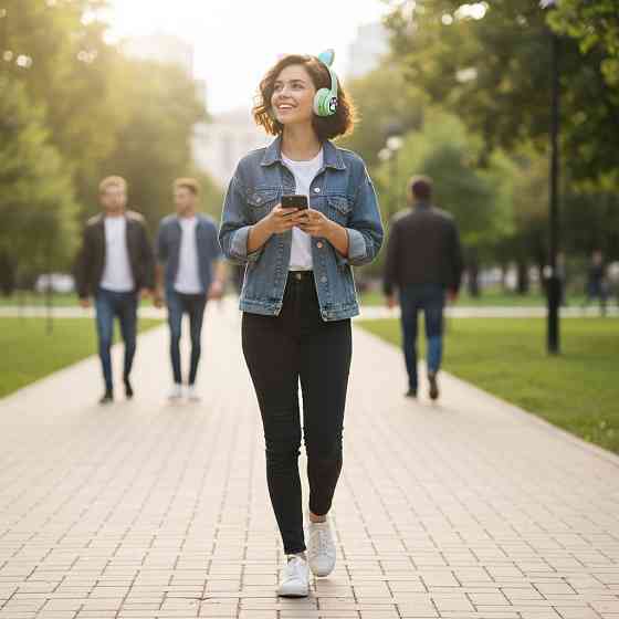 Бездротові навушники з котячими вушками, VZV-23M, Зелені / Дитячі Bluetooth навушники з мікрофоном Київ