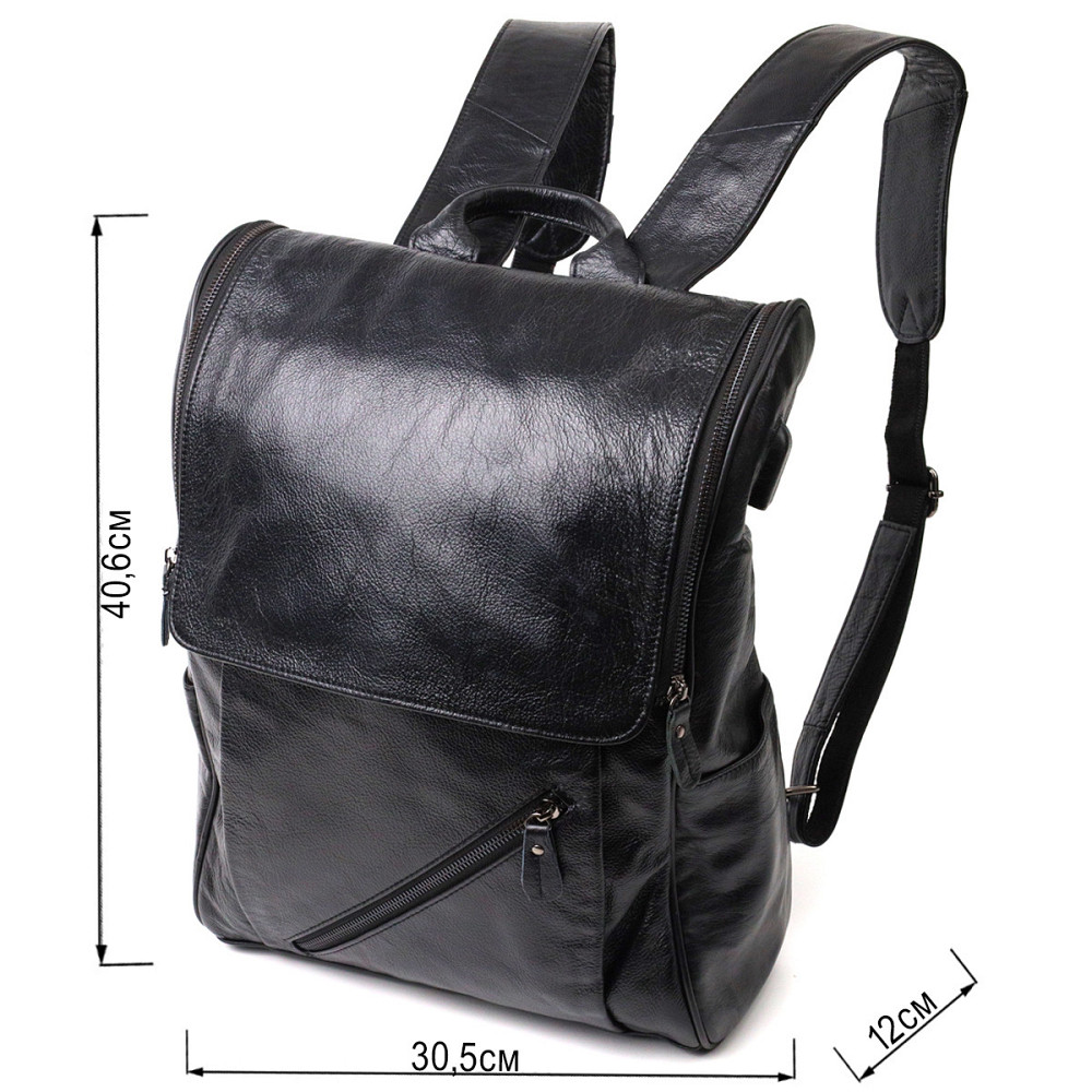 Вместительный рюкзак из натуральной кожи Vintage 22249 Черный Киев - изображение 3