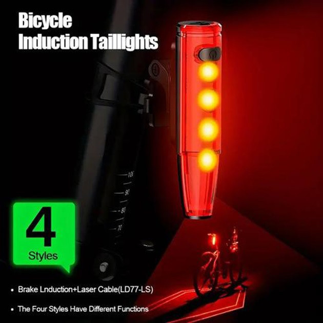 Велоліхтар на багажник LEADBIKE LD77-LS-4 LED, Задній акумуляторний велоліхтар, EI-258 що перезаряджається Київ - фото 5