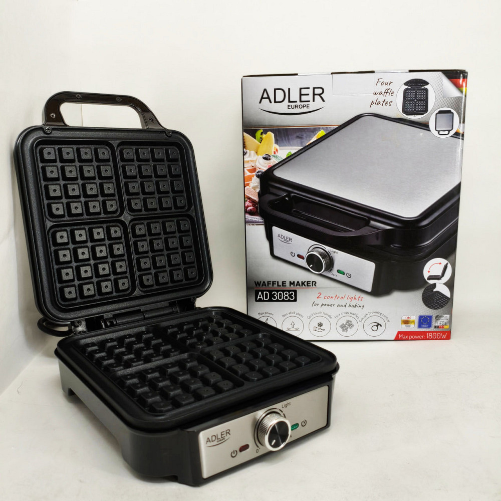 Електрична вафельниця Adler AD 3083 з антипригарним покриттям, регулюванням температури та 1800Вт GC-21 Львів - фото 2