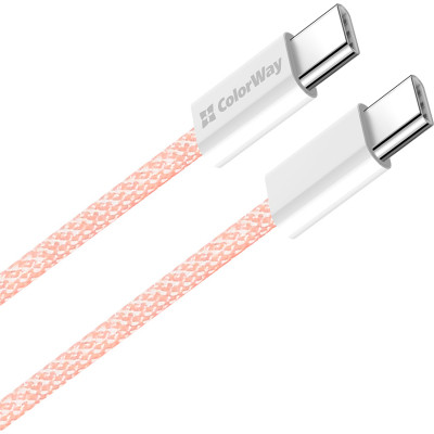 Дата кабель USB-C to USB-C 1.0m 60W 3.0А pink ColorWay (CW-CBPDCC061-P) Винница - изображение 6