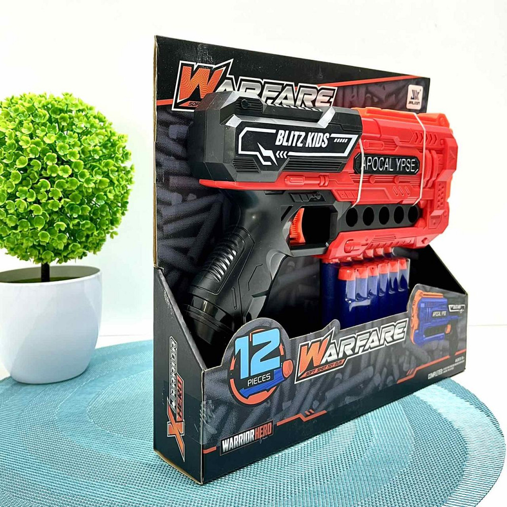 Пістолет іграшковий бластер 12 м'яких патронів у коробці Вид 2 Червоний (JLX7267) Чернигов - изображение 5