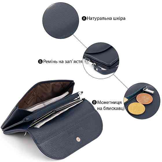 Клатч из кожи женский ST Leather 19317 Темно-синий Киев