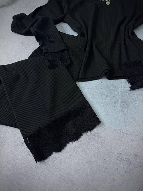 Женский стильный костюм кружево Лонг+юбка рубчик+кружево Одесса - изображение 3