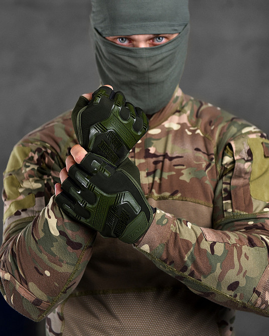 Перчатки Механикс безпалые олива Одесса - изображение 11