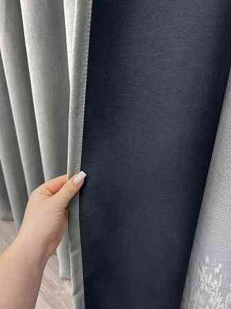Комплект штор VR-Textil блекаут Scandi 200х270 2шт і Тюль 500х270 1900ш-1675т Сірий з білим 71-172/6 Київ