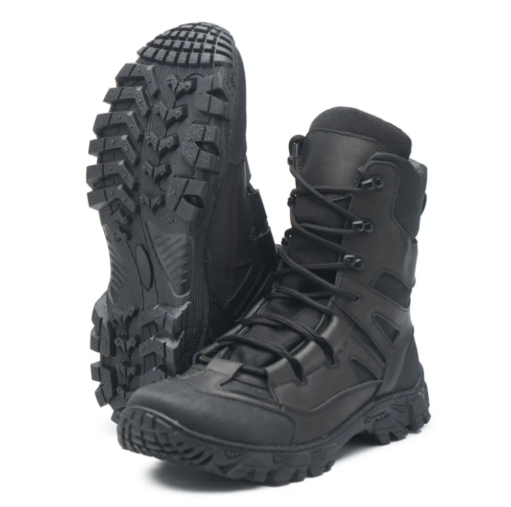 Мужские военные кожаные берцы демисезонные черные, тактические качественные водостойкие кожаные берцы Львов - изображение 9