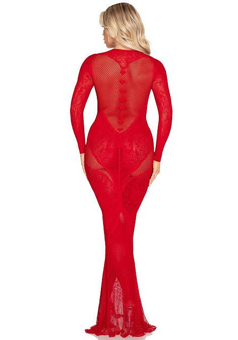 Платье Leg Avenue Lace and Net Bodycon Gown One Size, Red Sex Aura Киев - изображение 3