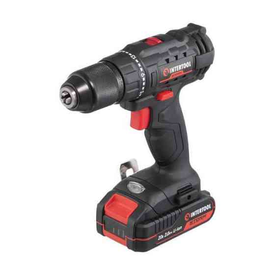 Дриль-шурупокрут акумуляторний INTERTOOL WT-0350, 20 В, 35 Nm, 1500 об/хв, 2-13 мм, Li-ion, 2,0 Ач, ЗП 2 A - з кейсом та акб Львів