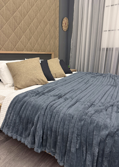 Плед-покривало смужка Шарпей 210х220 см (+-10см) Сірий (87-200) Київ - фото 6