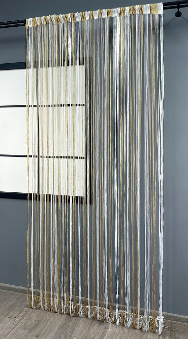 Шторы-нити с люрексом Бежевый с белым 300х300см 1 шт (61-105) Киев - изображение 4