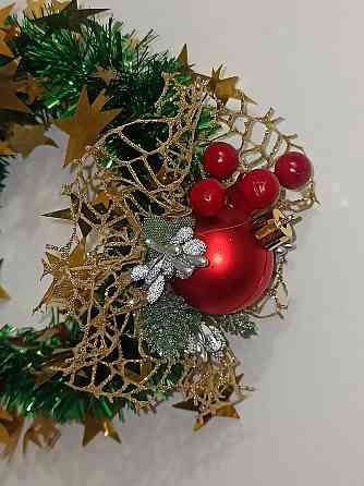 Новогодний обруч для волос с мишуры с игрушкой one size разноцветный ручная работа красный Киев