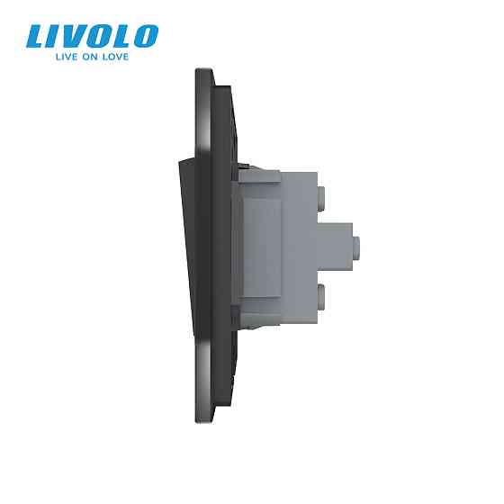 Двоклавішний прохідний вимикач LIVOLO чорний матовий скло Коломия