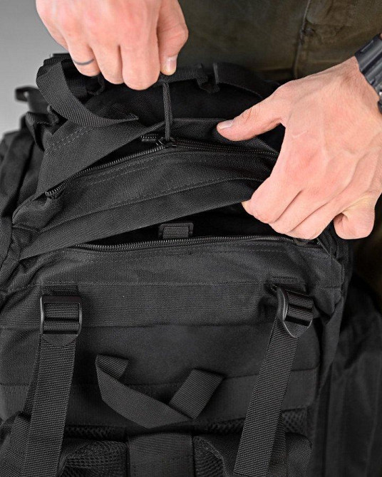 Тактический рюкзак с металлическим каркасом на 100 литров. Каркасный рюкзак. черный РП7469 Одесса - изображение 6
