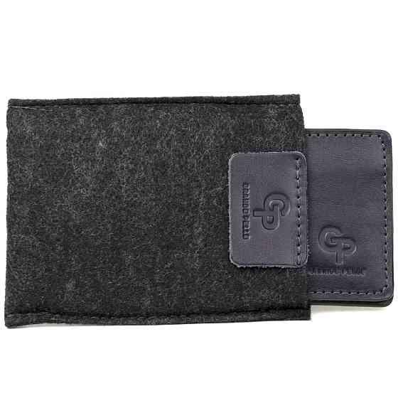 Мужской кожаный зажим для денег GRANDE PELLE 11476 Темно-синий Киев