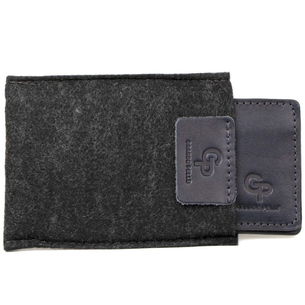 Мужской кожаный зажим для денег GRANDE PELLE 11476 Темно-синий Киев - изображение 4